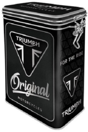 Triumph Original Motorcycles.  Bewaarblik met beugelsluiting  18 x 11 x 8 cm