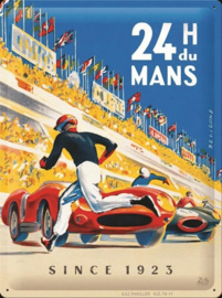 24h Le Mans Racing Poster Blue .  Metalen wandbord in reliëf 30 x 40 cm.