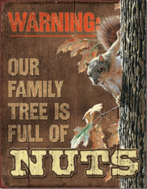 Family Tree - Nuts ​ ​  Metalen wandbord 31,5 x 40,5 cm.