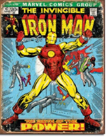 Iron Man Comic Cover.  Metalen wandbord 31,5 x 40,5 cm.