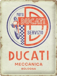 Ducati Moto Servizio Meccanica.  Metalen wandbord in reliëf 30 x 40 cm .