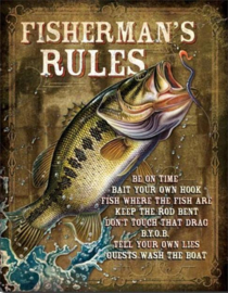 Fisherman's Rules Metalen wandbord 31,5 x 40,5 cm.