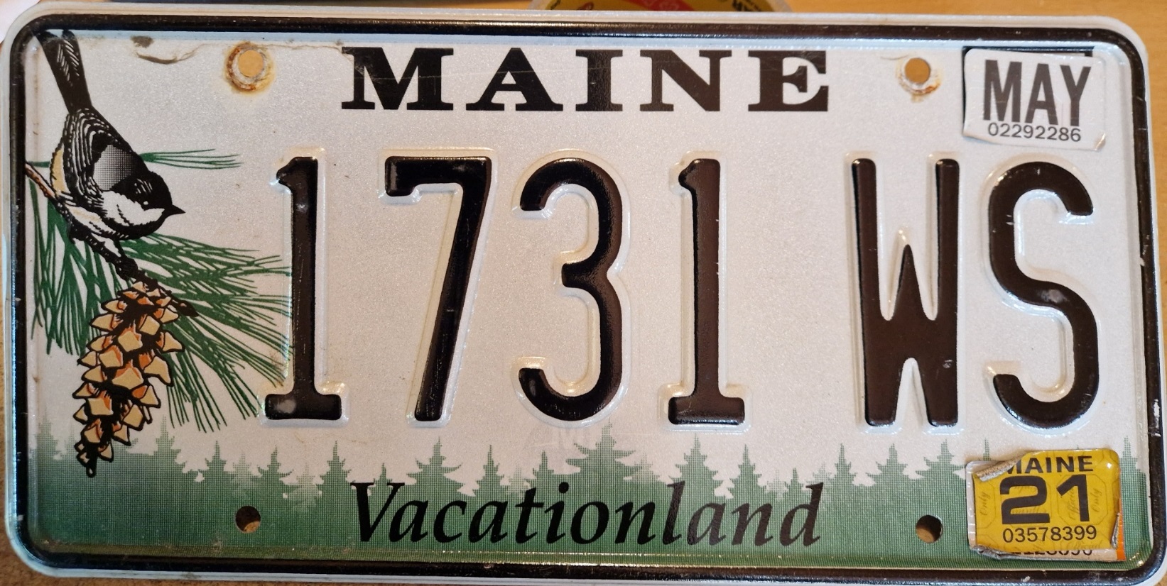 Maine. Originele license plate .