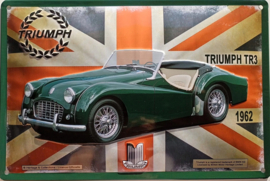 Triumph TR3 1962.  Metalen wandbord 30 x 40 cm.