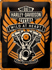 Harley Davidson Wild at Heart Metalen wandbord in reliëf 30x40 cm