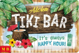 Aloha Tiki Bar Happy Hour Metalen wandbord 20 x 30 cm.
