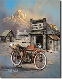 Indian Navajo Cycle Shop Metalen wandbord 31,5 x 40,5 cm.