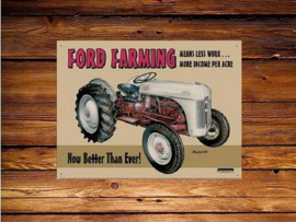 Ford Farming 8N Metalen wandbord 31,5 x 40,5 cm.