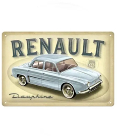 Renault Dauphine.  Metalen wandbord in reliëf 20 x 30 cm.