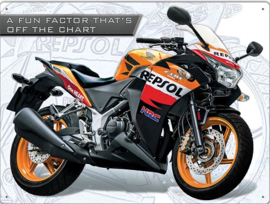 HONDA CBR250R REPSOL. Metalen wandbord 30 x 41 cm.