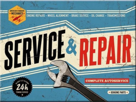 Service & Repair. Koelkastmagneet 8 cm x 6 cm.