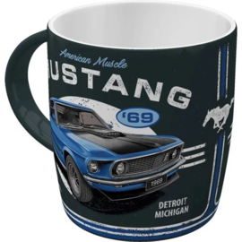 Ford Mustang 1969 Mach 1 Blue. Koffiebeker.