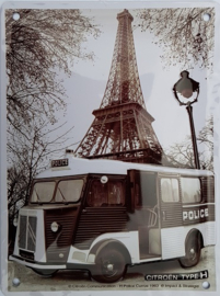 Citroën Camion Police.  Metalen Wandbord in reliëf 15 x 20 cm.