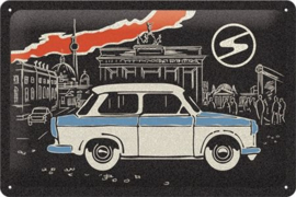 Trabant Berlin Black..  Metalen wandbord  20 x 30 cm.