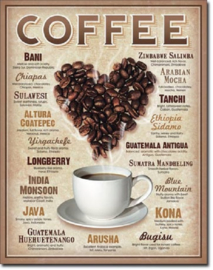 Heart Coffee.  Metalen wandbord 31,5 x 40,5 cm.