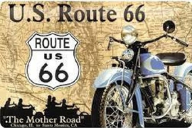 U.S. Route 66 .  Metalen wandbord in reliëf 20 x 30 cm.