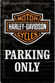 Harley Davidson Parking Only  Metalen wandbord in reliëf 20 x 30 cm.