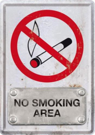 No Smoking Area  Metalen Postcard 10 x 14 cm.