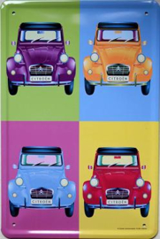 Citroen 2CV Warhol  Metalen wandbord in reliëf 20 x 30 cm.