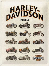 Harley-Davidson 14 Models Metalen wandbord in reliëf 30x40 cm