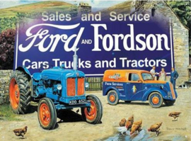 Ford and Fordson (2) Sales and Service Metalen wandbord 30 x 40 cm