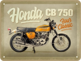 Honda MC CB750 Four.   Metalen wandbord in reliëf 15 x 20 cm.