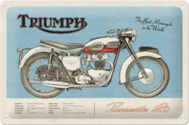 Triumph. Bonneville. Metalen wandbord in reliëf 20 x 30 cm .