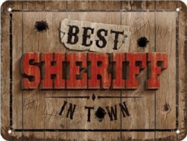 Best Sheriff​ in Town Metalen wandbord in reliëf 15 x 20 cm.