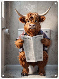 Toilet Cow  Highland Crew  Metalen wandbord 40 x 30 cm