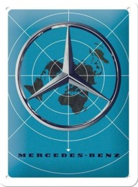 Mercedes-Benz Mercedes Blue Map Metalen wandbord in reliëf 15 x 20 cm.