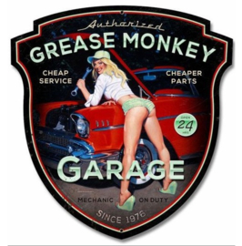 Grease Monkey Garage. Metalen wandbord 38 x 40 cm.