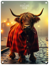 Trainyard Cow Highland Crew  Metalen wandbord 40 x 30 cm .