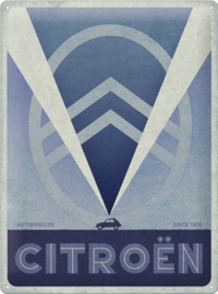 Citroën 2CV Logo Blue. Metalen wandbord in reliëf 30 x 40 cm.