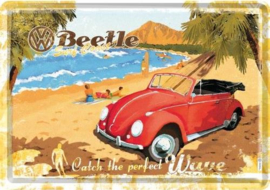 VW Beetle Surf Coast  Metalen Postcard 10 x 14 cm.