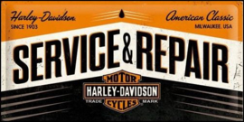 Harley Davidson Servise & Repair  Metalen wandbord in reliëf 25 x 50 cm