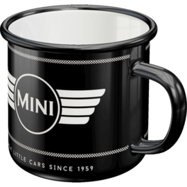 Mini Logo Black. Emaille Drinkbeker