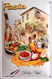 Pasta Dolce Vita.  Metalen wandbord in reliëf 20 x 30 cm.