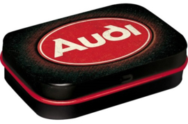 Audi Logo Red Shine.  Mintboxje 4 x 6 x 1,6 cm.