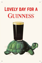 Lovely Day For A Guinness Turtle. Metalen wandbord in reliëf 20 x 30 cm.