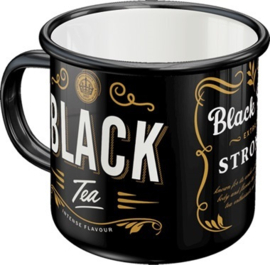 Black Tea. Emaille Drinkbeker H 8  Ø 8 cm