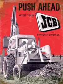 JCB Push Ahead.  Metalen wandbord 40 x 30 cm