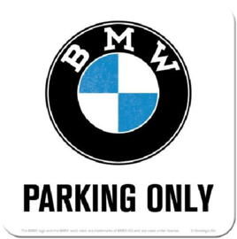 BMW Parking Only  Onderzetters 9 x 9 cm.   5 stuks.