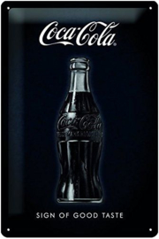 Coca-Cola-Sign Of Good Taste Black Metalen wandbord  in reliëf 20 x 30 cm