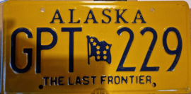 Alaska Originele license plate .  The Last Frontier.