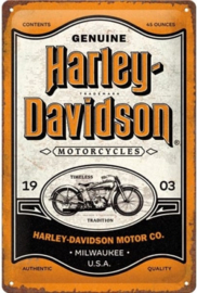 Harley-Davidson Genuine Motorcycles Milwaukee   Metalen wandbord in reliëf 20 x 30 cm.