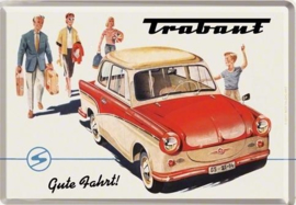 Trabant Gute Fahrt Metalen  Postcard 10 x 14 cm.