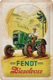 Fendt Dieselross.  Metalen wandbord in reliëf 20 x 30 cm.