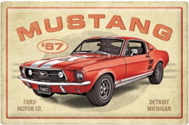 Mustang '67 American Classic.  Metalen wandbord in reliëf 40 x 60 cm.