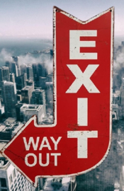 Exit Way Out.  Metalen wandbord 40 X 25 cm.