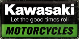 Kawasaki Motorcycles.  Metalen wandbord in reliëf 25 x 50 cm .